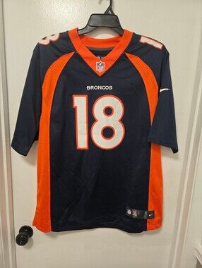 Nike Peyton Manning #18 NFL Denver Broncos Blue Jersey Sz XL Stitched Lettering
